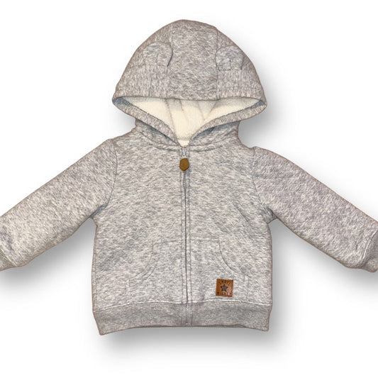 Boys Simple Joys Size 12 Months Gray Sherpa Lined Zip Hoodie Jacket