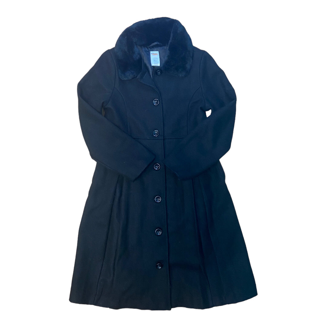 Girls Gymboree Size 7/8 Black Full-Length Fur-Lined Pea Coat
