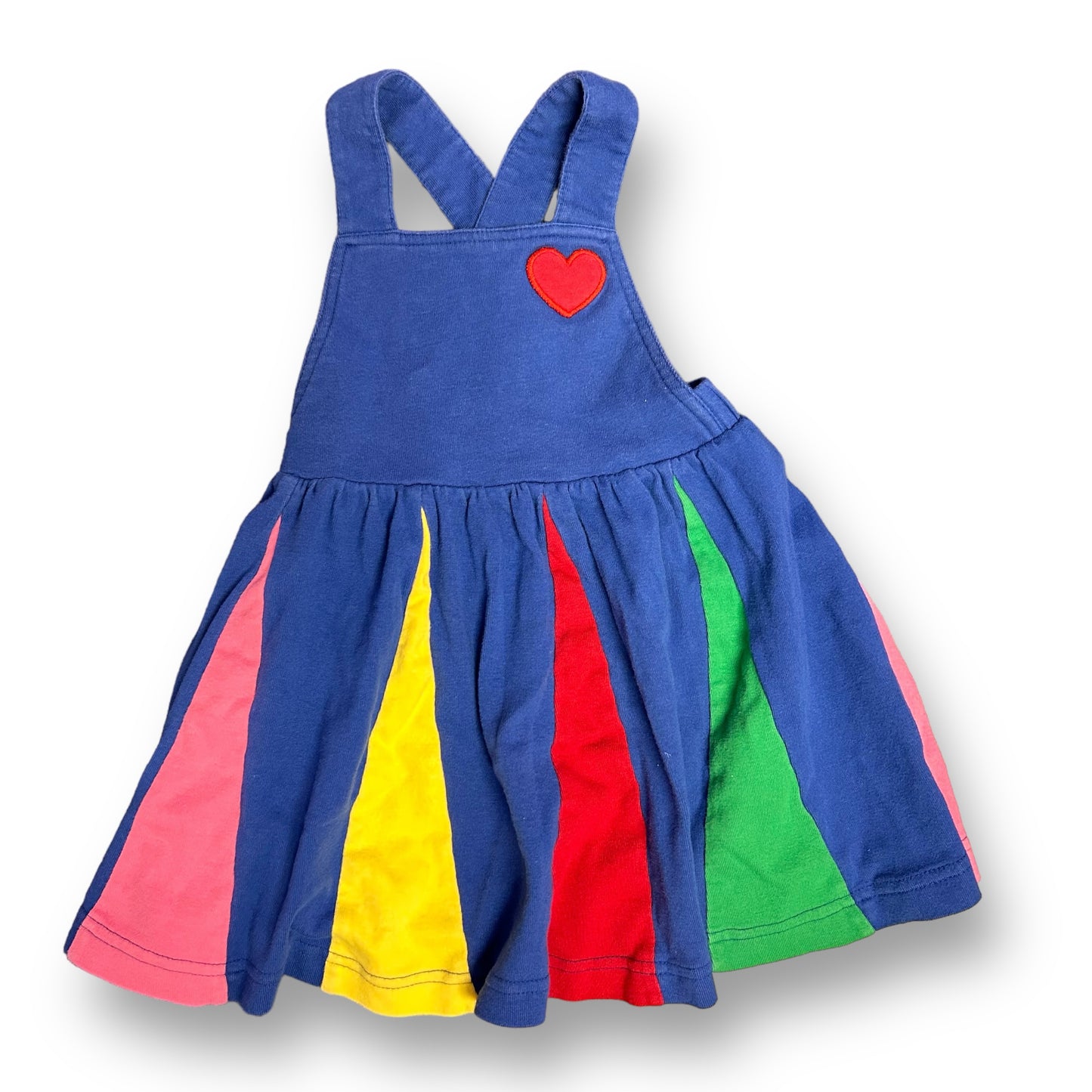 Hanna Andersson 85 Girls Dress Size 2/2T Blue Rainbow Pleated Sleeveless Jumper