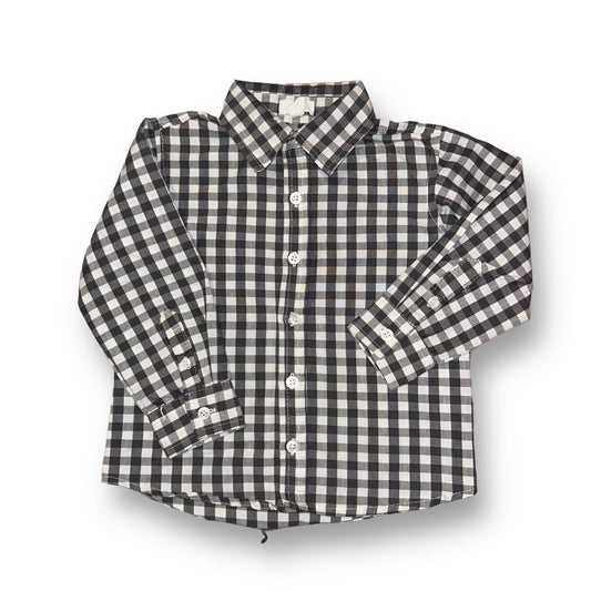 Boys Tahari Size 4T White/Gray Checkered Button Down Shirt