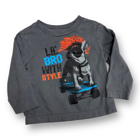 Boys Children's Place Size 12-18 Months Gray Lil Bro Skater Shirt